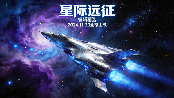 编辑精选科幻电影《星际远征》海报 - 宇宙飞船与星空