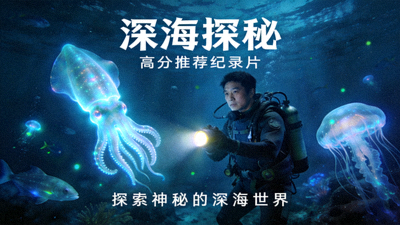 高分推荐纪录片《深海探秘》海报 - 深海生物与潜水员