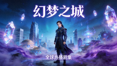 全球热播剧集《幻梦之城》海报 - 奇幻都市背景，主角站立中央