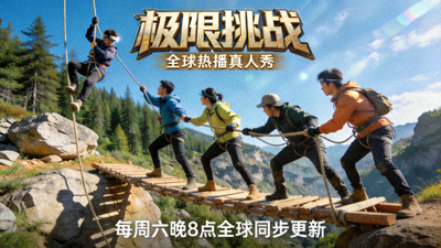 全球热播真人秀《极限挑战》海报 - 参赛者在户外挑战任务